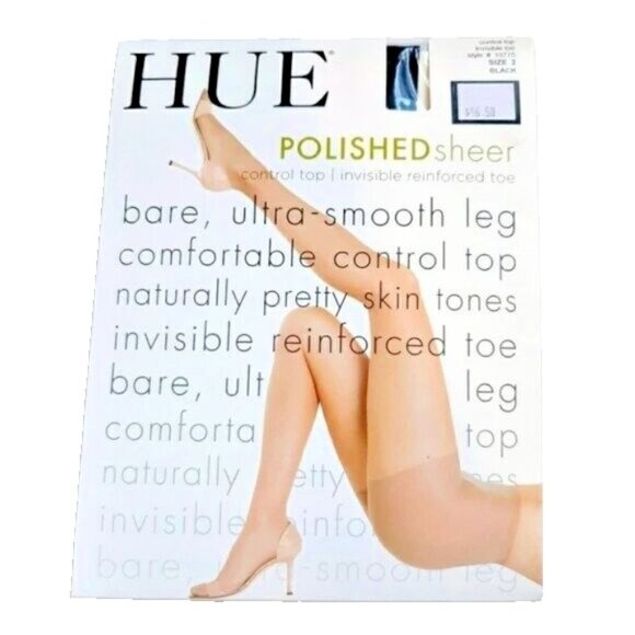 👠 5 for $25 NWT HUE POLISHED SHEER STYLE 10775 SIZE 2 BLACK - Picture 1 of 1